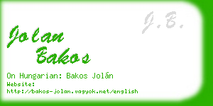 jolan bakos business card