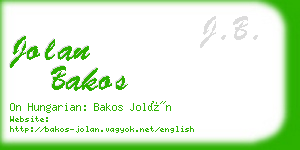 jolan bakos business card